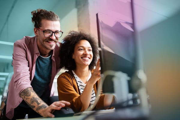 collab in front of computer