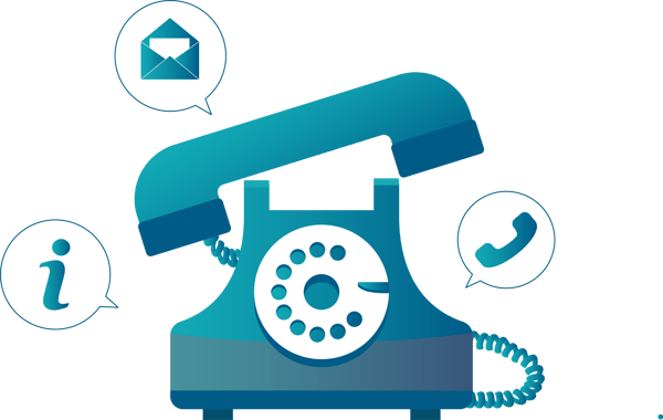 Bordstelefon med ikoner runt