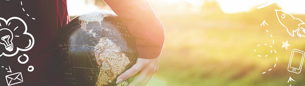 Holding globe
